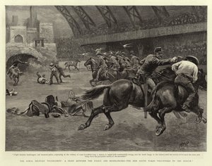 Il torneo militare reale, una lotta tra la polizia e i bushrangers, i volontari del Nuovo Galles del Sud al soccorso